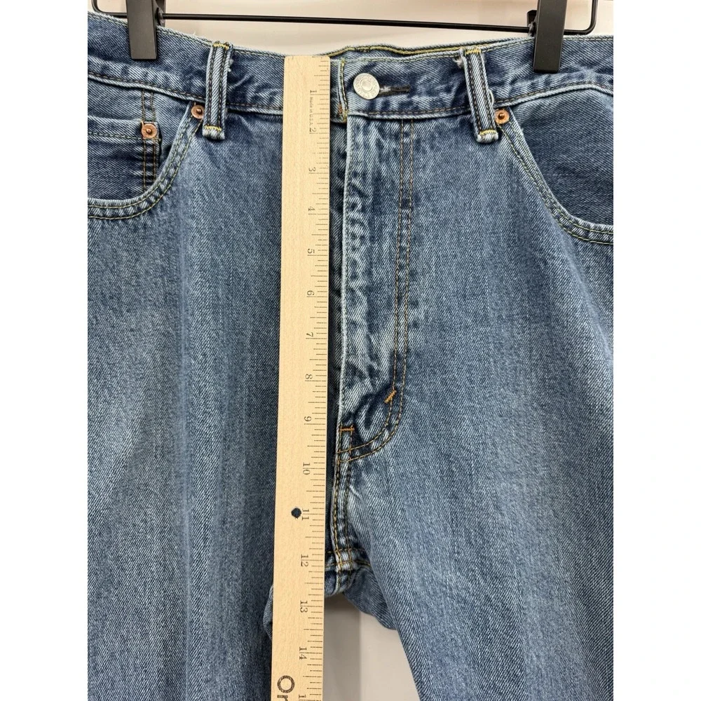 Levis 505 Jeans Mens 38x29 Blue Straight‎ Leg Medium Wash Distressed Denim Pants
